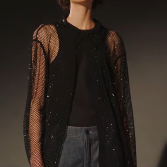 Massimo Dutti Sheer Shimmering Mesh Shirt XS - Picture 4 of 14